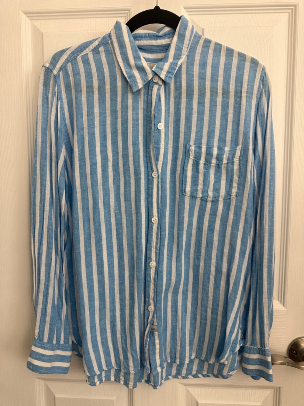 Rails Blue and White Vertical Stripe Button-Down Shirt